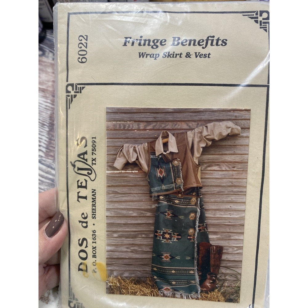 Dos de Tejas Fringe Benefits Western Wrap Skirt & Vest Sewing Pattern 6022 6-20